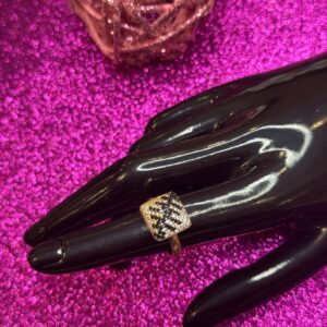 Black & Gold Crystal Statement Ring