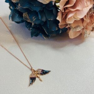 Lady with wings themed necklace